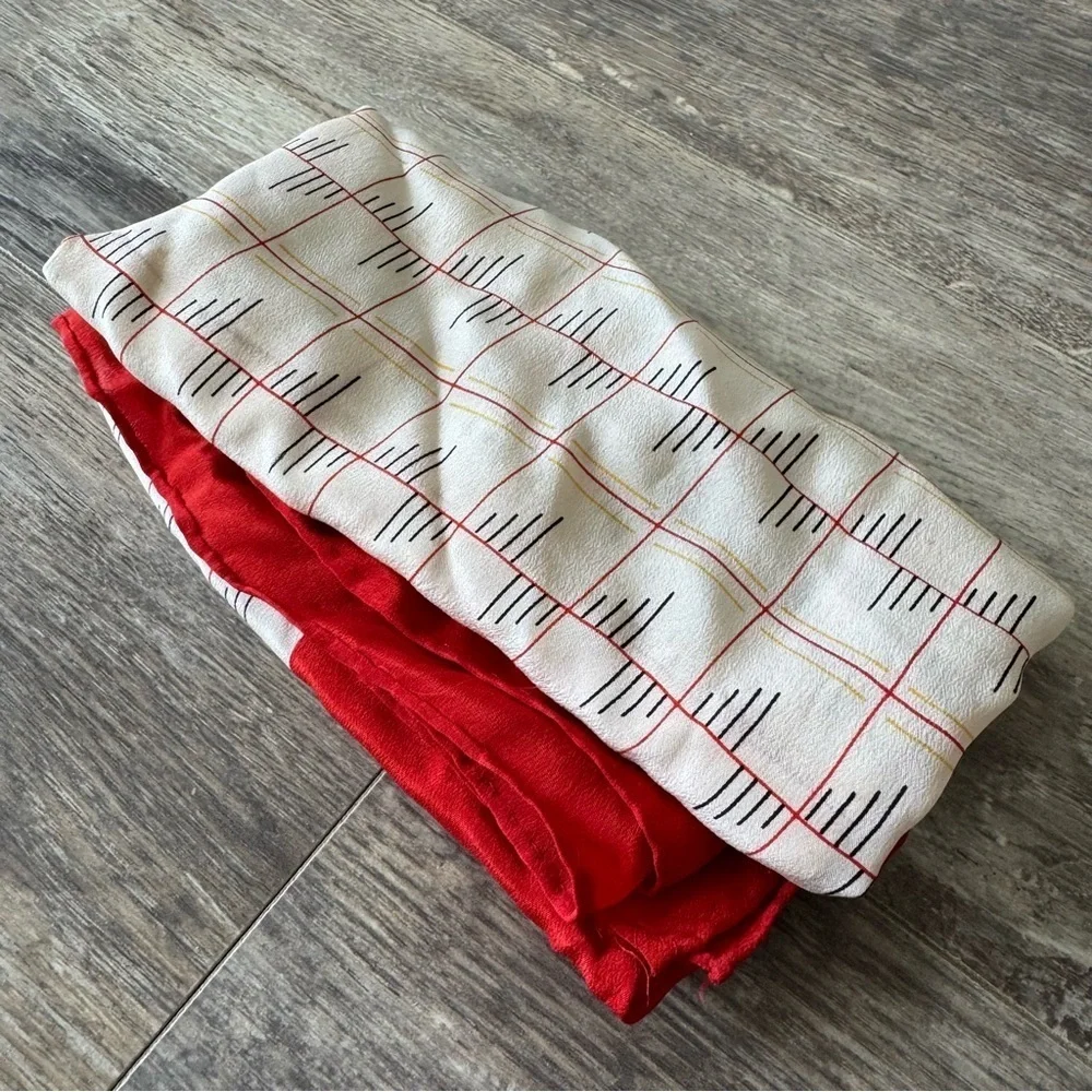 Vintage! Red and White Adolfo Silk Scarf - 28.5”